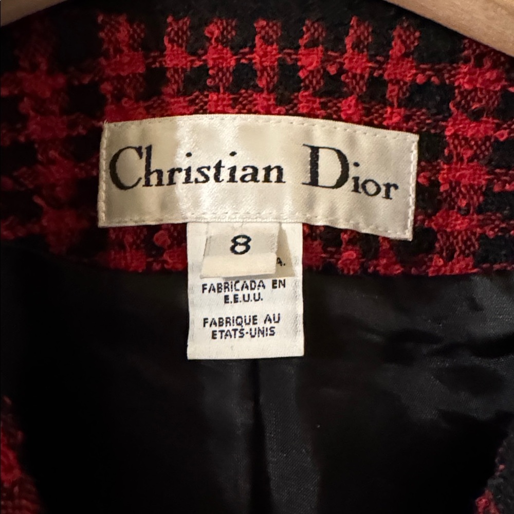 Christian Dior vintage Red and Black Checkered woman’s short Blazer (mlb/rmt) - Picture 2 of 6